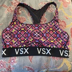 VSX Women's Geometric Pink and Black Sports Bra